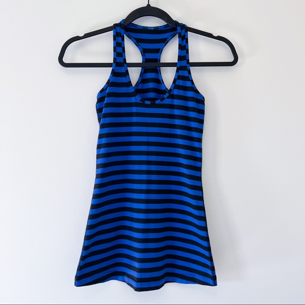 lululemon | blue and black striped racerback tank